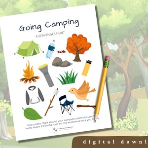 Going Camping Scavenger Hunt Printable, Camping Printable, Camping Scavenger Hunt Activity, Camping Games, INSTANT DIGITAL DOWNLOAD