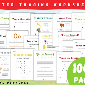 Letter Tracing Worksheet Printables, Alphabet Tracing Worksheets, Preschool Printables, Abc Tracing, Homeschool, INSTANT DIGITAL DOWNLOAD