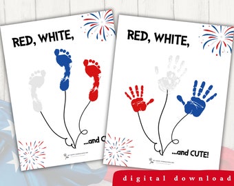 4th of July Handprint Art, 4th of July Activity for Kids, Preschool Activity, Handprint Painting, Footprint Art, INSTANT DIGITAL DOWNLOAD