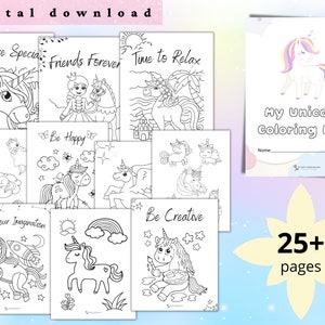 25 Unicorn Coloring Pages, Unicorn Printable Coloring Pages, Unicorn Coloring Book, Unicorn  Coloring Page Pdf, INSTANT DIGITAL DOWNLOAD