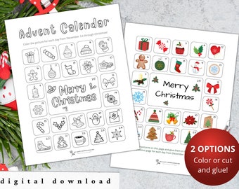 Advent Calendar Collection, Advent Calendar Printable, Christmas Printable, Coloring Advent Calendar for Kids INSTANT DIGITAL DOWNLOAD