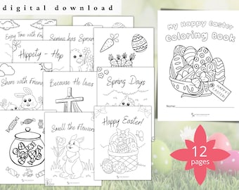 Easter Coloring Pages, Easter Printables, Printable Easter Coloring Book for Kids, Easter Coloring Sheets, INSTANT DIGITAL DOWNLOAD