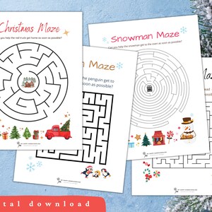 Weihnachten Labyrinth Aktivität Sammlung, Weihnachten Labyrinth druckbare, Weihnachten Ausdrucke, druckbare Spiele für Kinder SOFORTIGER DIGITALER DOWNLOAD
