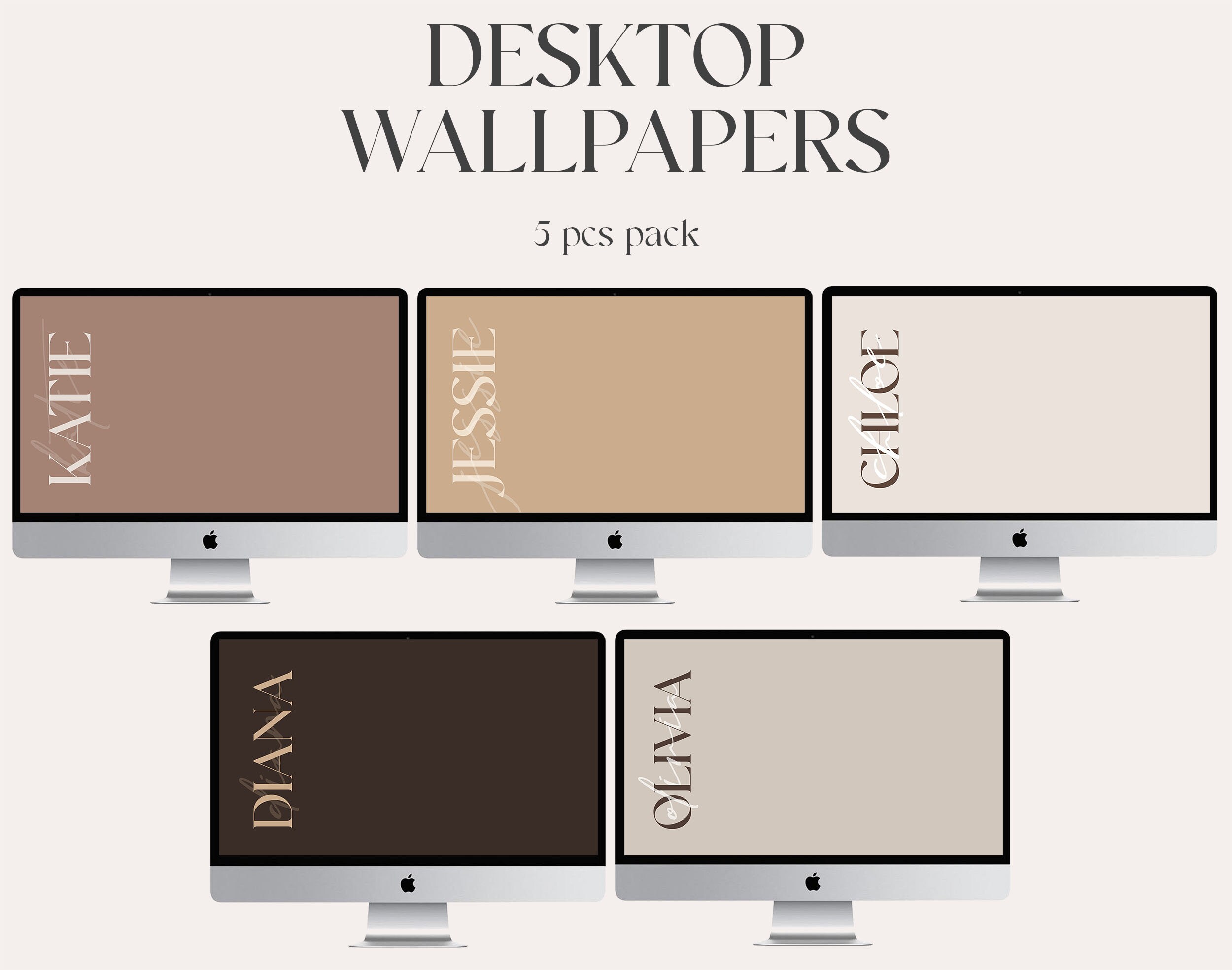 MacBook Custom Wallpapers, Bundle of 5 Neutral Wallpapers, Beige Theme ...