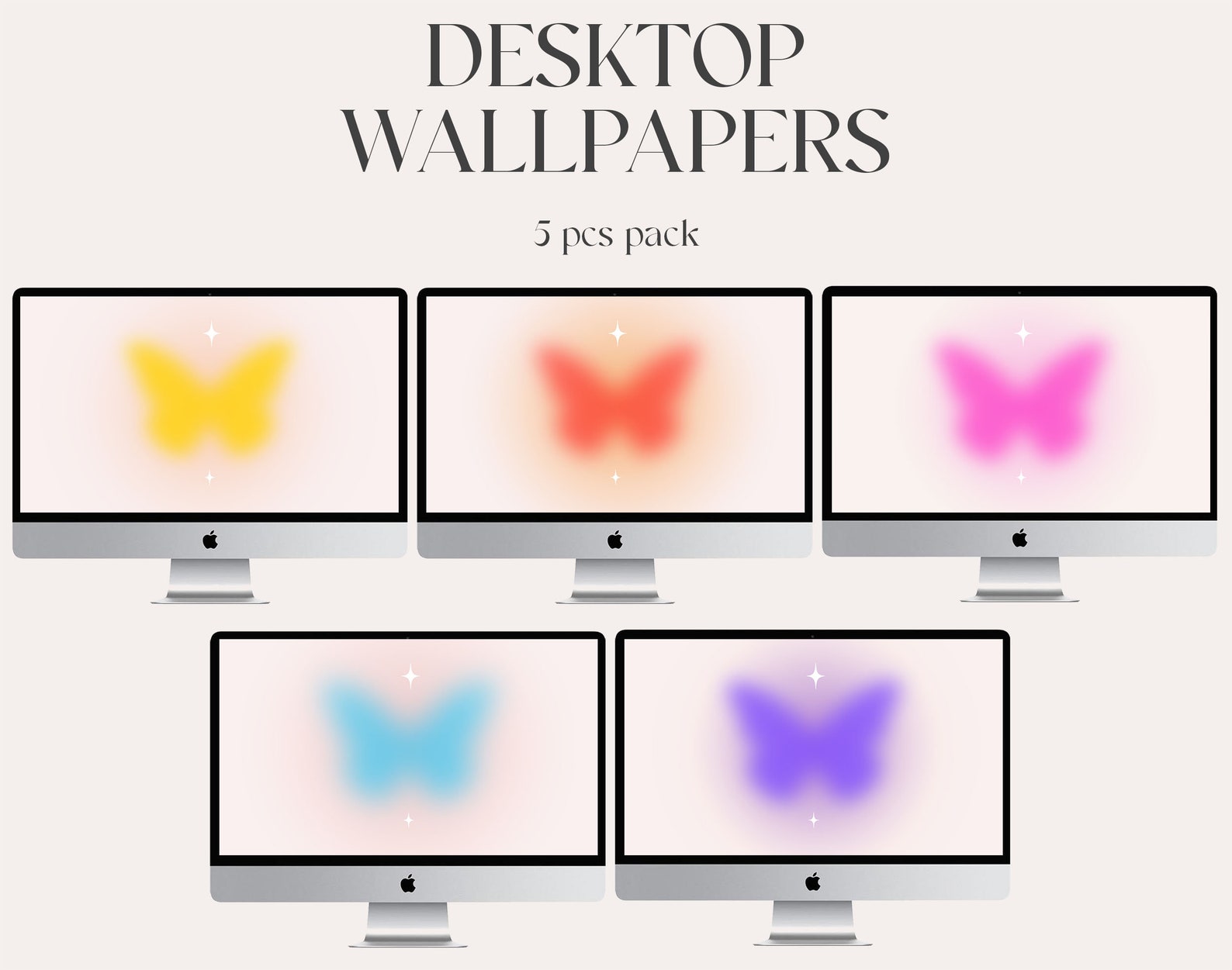 MacBook Butterfly Wallpapers, Set of 5 Gradient Wallpapers, Gradient ...