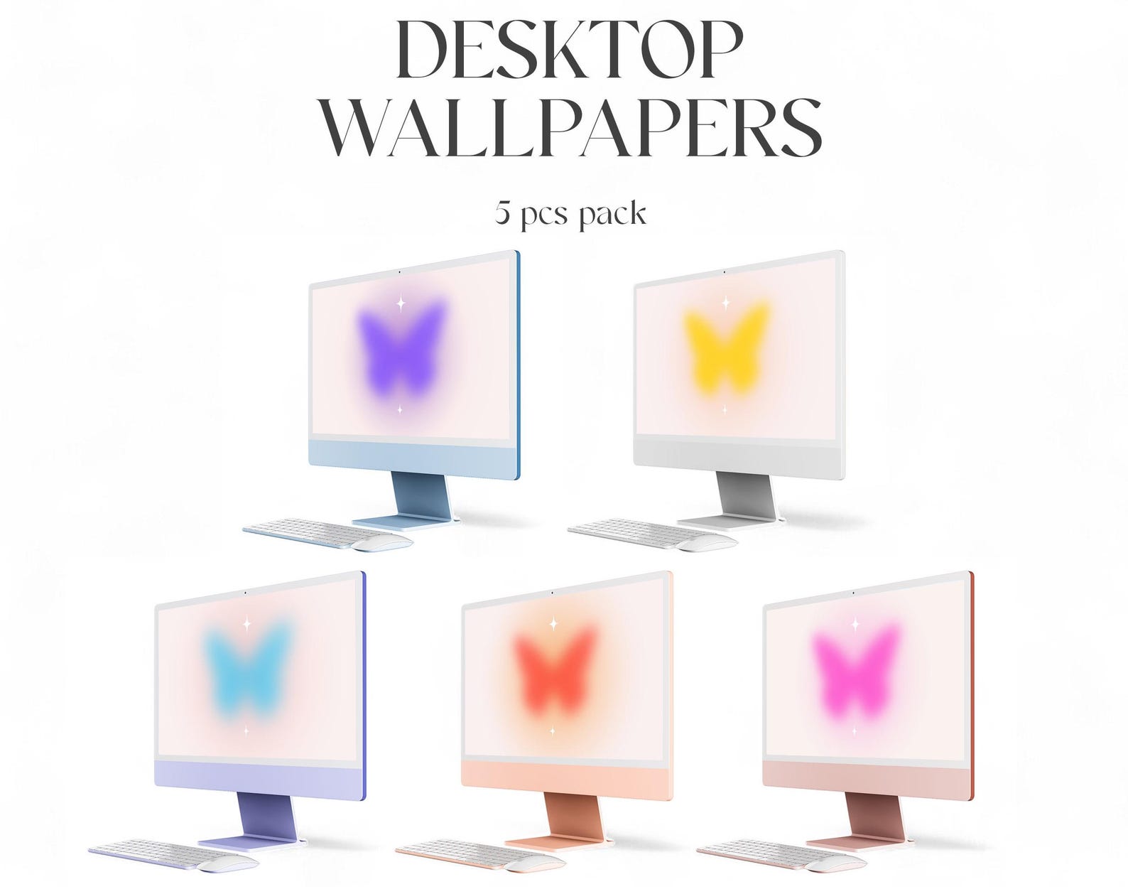 MacBook Butterfly Wallpapers, Set of 5 Gradient Wallpapers, Gradient ...