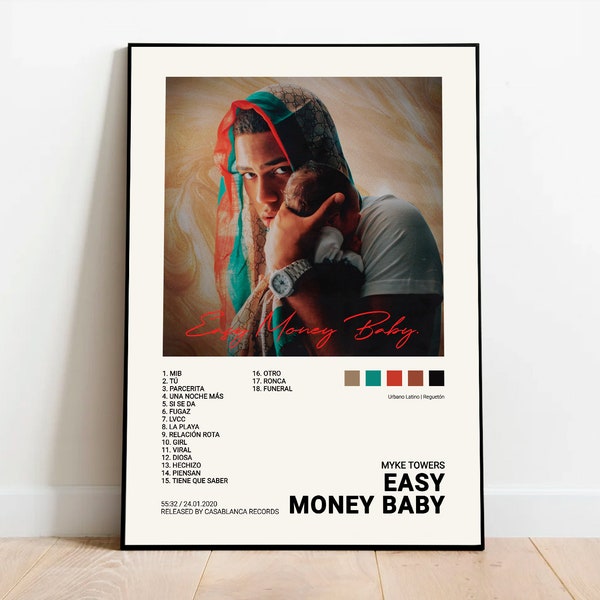 Myke Towers / EASY MONEY BABY / Imprimible digital, portada del álbum, póster, decoración del hogar, reggaeton