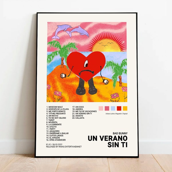 Bad Bunny / Un Verano Sin Ti / Imprimible digital, portada del álbum, póster, decoración del hogar, reggaeton
