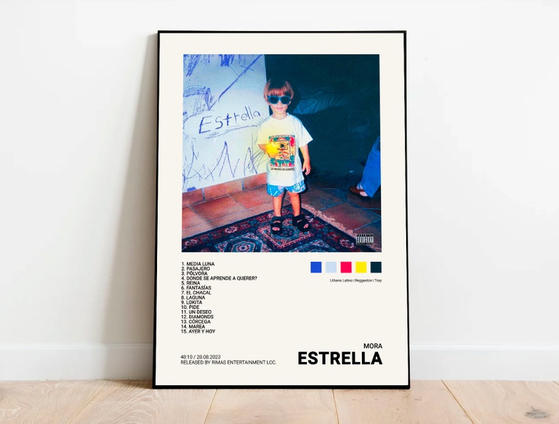 MORA / ESTRELLA / Imprimible digital, portada del álbum, póster, decoración del hogar, reggaeton imagen 1