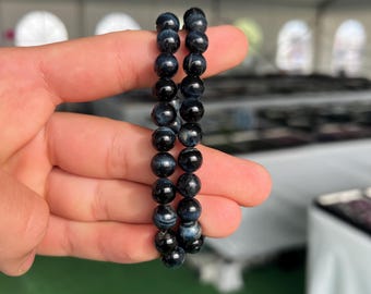 アフガニスタン産ターコイズ翡翠ブレスレット ラウンドサイズ 6mmと8mm