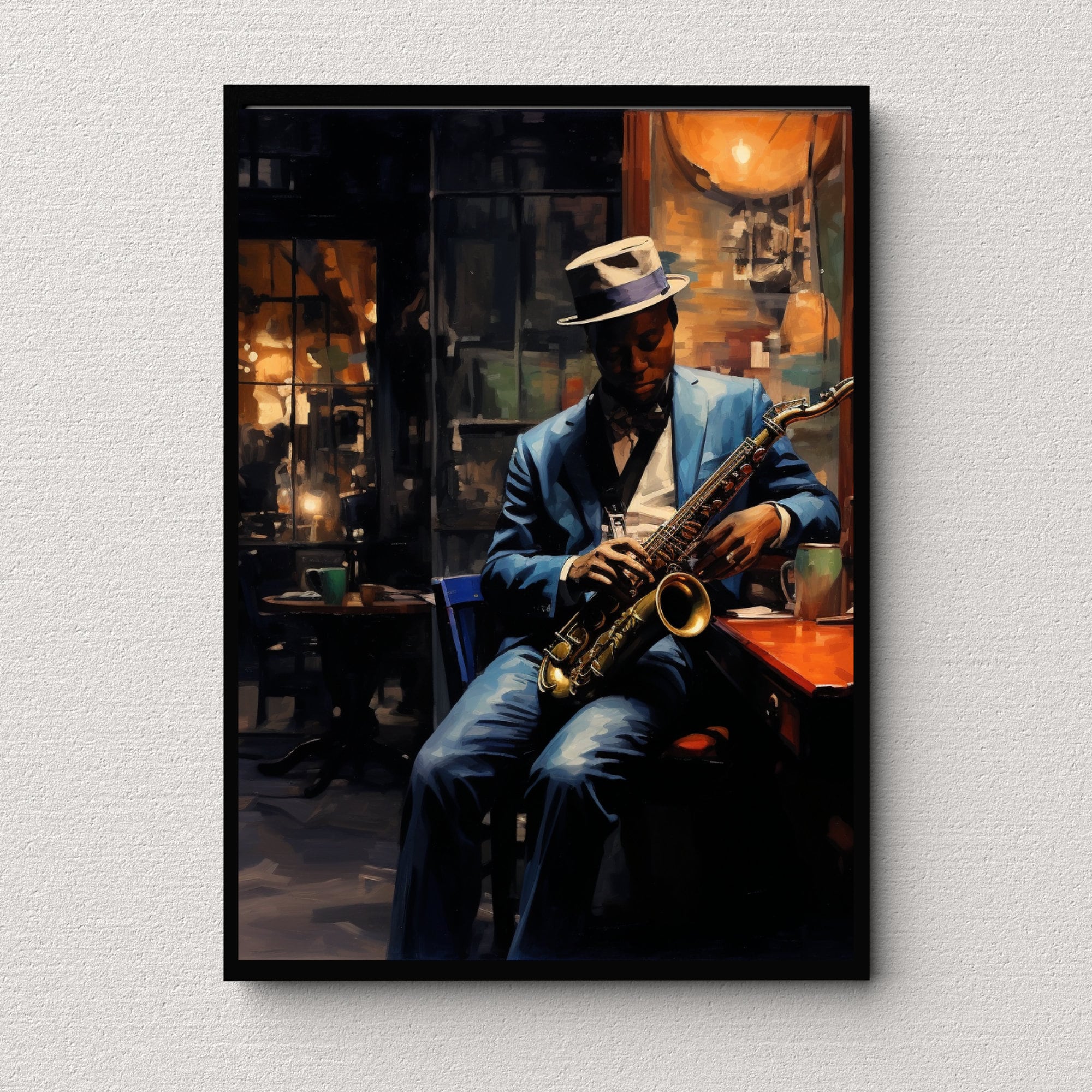Set di quadri da parete con trio di musicisti jazz moderni ed eleganti. Decorazione per la casa con musicisti jazz astratti stampabili, poster musicale vibrante, regalo per gli amanti della musica.