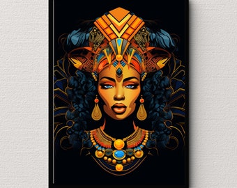 Vibrant Regal African Queen Wall Art, Beautiful African Queen Wall Poster, African Women Wall Poster, Gifts for Women, Cultural Home Decor