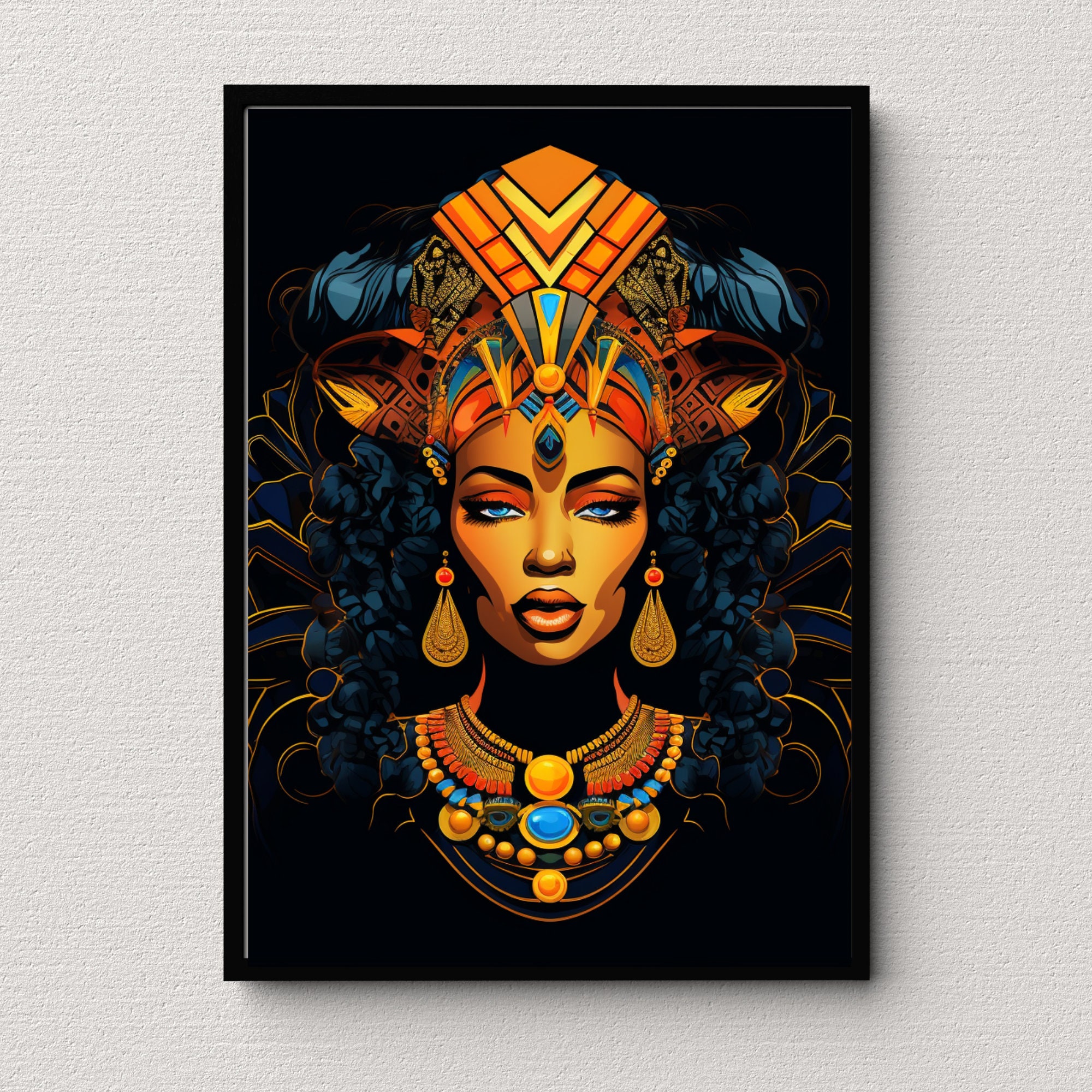 Vibrant Regal African Queen Wall Art, Beautiful African Queen Wall Poster, Printable African Women Wall Poster, Gifts for Women, Home Decor