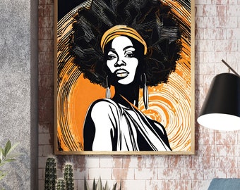 Ultra Stylish Vibrant Chic Black Women Wall Art, Beautiful Fashion Woman Wall Art, Printable Women Wall Art, Women Downable Wall Poster,