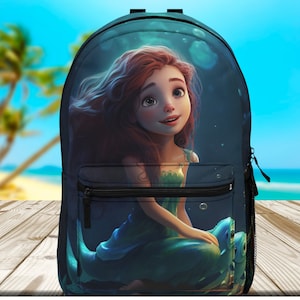Personalized Mermaid Under the Sea Backpack, Custom Name Backpack for Kids, School Bookbag for Girls, Mermaid Backpack, Bookbags for Teens