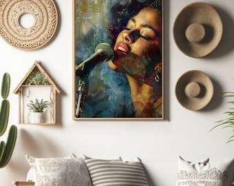 Modern and Dynamic Female Soul Singer Wall Art, Printable Abstract Soul Singer Wall Art, Art for Singers/ Musicians, Wall Art for Women