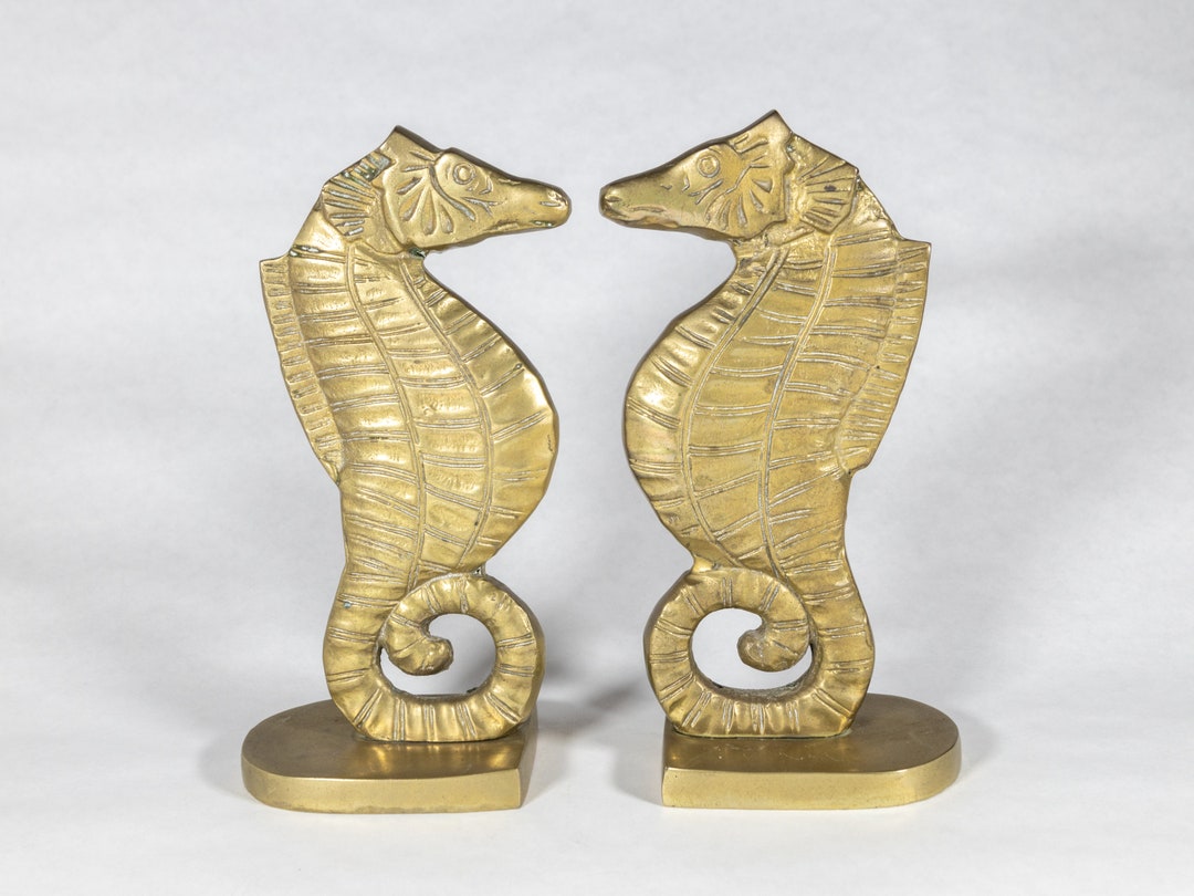 Vintage Brass Seahorse Bookends Brass Bookends Etsy