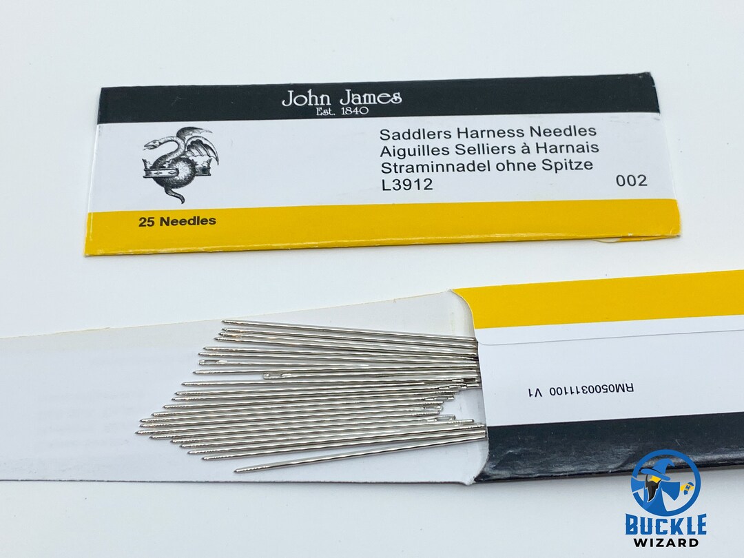 25 Agujas Para Coser Piel John James Saddlers - Juego De Agujas De Arnés Con Punta Roma Para Trabajos En Cuero