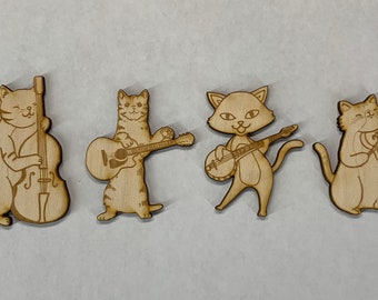 Miniature Cats with Bluegrass/Country Instruments (Guitar,Banjo,Fiddle,Bass)