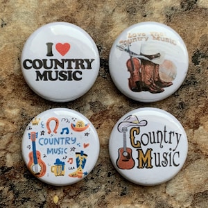 Country Music Button Set (Four 1&quot; Pins)