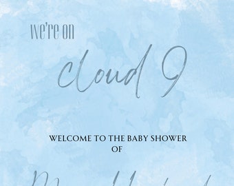 On Cloud 9 Babyparty Willkommensschild