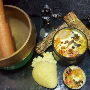 Citrus Money Flower Waning Crescent Moon Intention Soy Candle