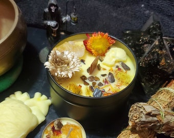 Citrus Money Flower Waning Crescent Moon Soy Intentions Candle