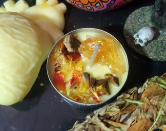 Citrus Money Flower Waning Crescent Moon Intention Soy Candle