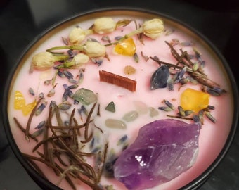 Rose Anxiety & Depression Relief Waxing Crescent Moon Phase Intention Soy Candle