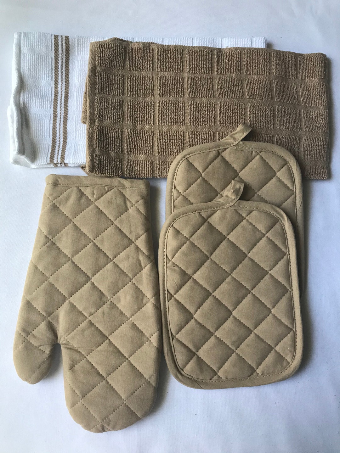 Mainstays Kitchen Towel, Oven Mitt & Pot Holder Kitchen Set, 5 Pack ...