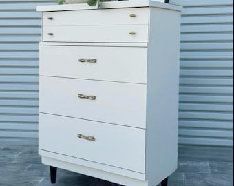 Mid Century Modern Dresser Highboy 6 Drawer White American Kalpe Trim  Vintage - Etsy