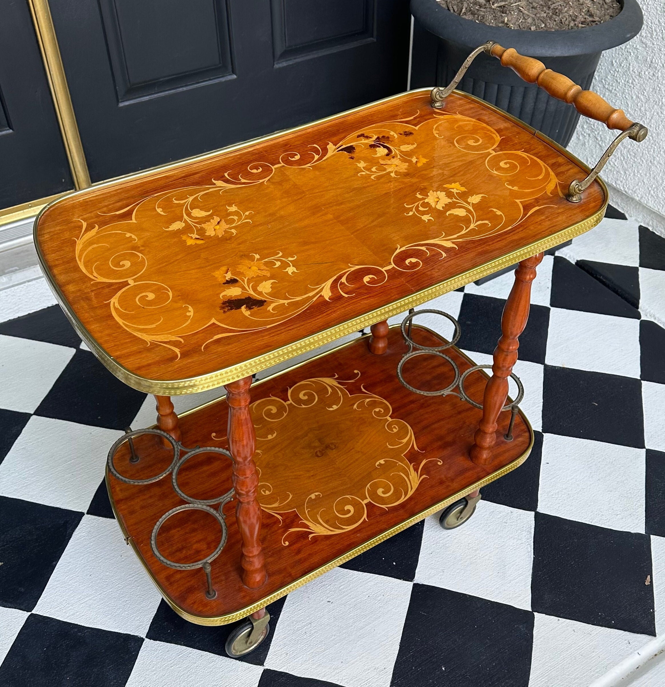 FREE SHIPPING *** Vintage Antique Italian 1950's Inlaid Gold