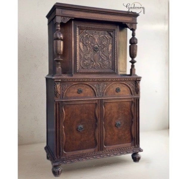 Oak China Hutch Cabinet - Etsy