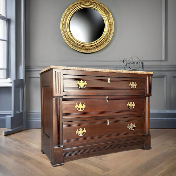 FREE SHIPPING*** Solid Wood EASTLAKE Dark Walnut Restored Vintage Antique Chest of Drawers Dresser Vanity Granite Top - Etsy FREE SHIPPING*** Solid Wood EASTLAKE Dark Walnut Restored Vintage Antique Chest of Drawers Dresser Vanity Granite Top - Etsy
