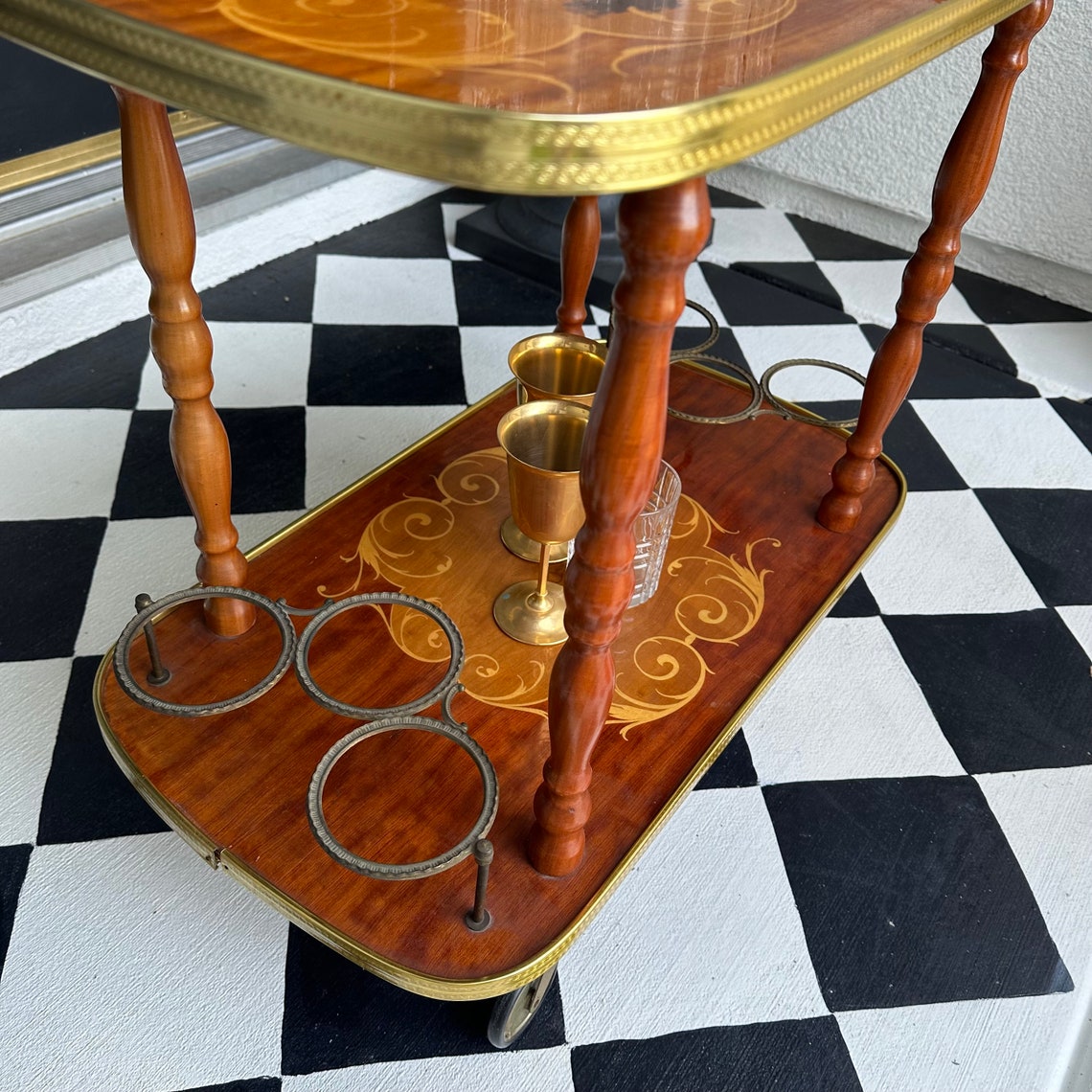 FREE SHIPPING *** Vintage Antique Italian 1950's Inlaid Gold Glam Wood ...