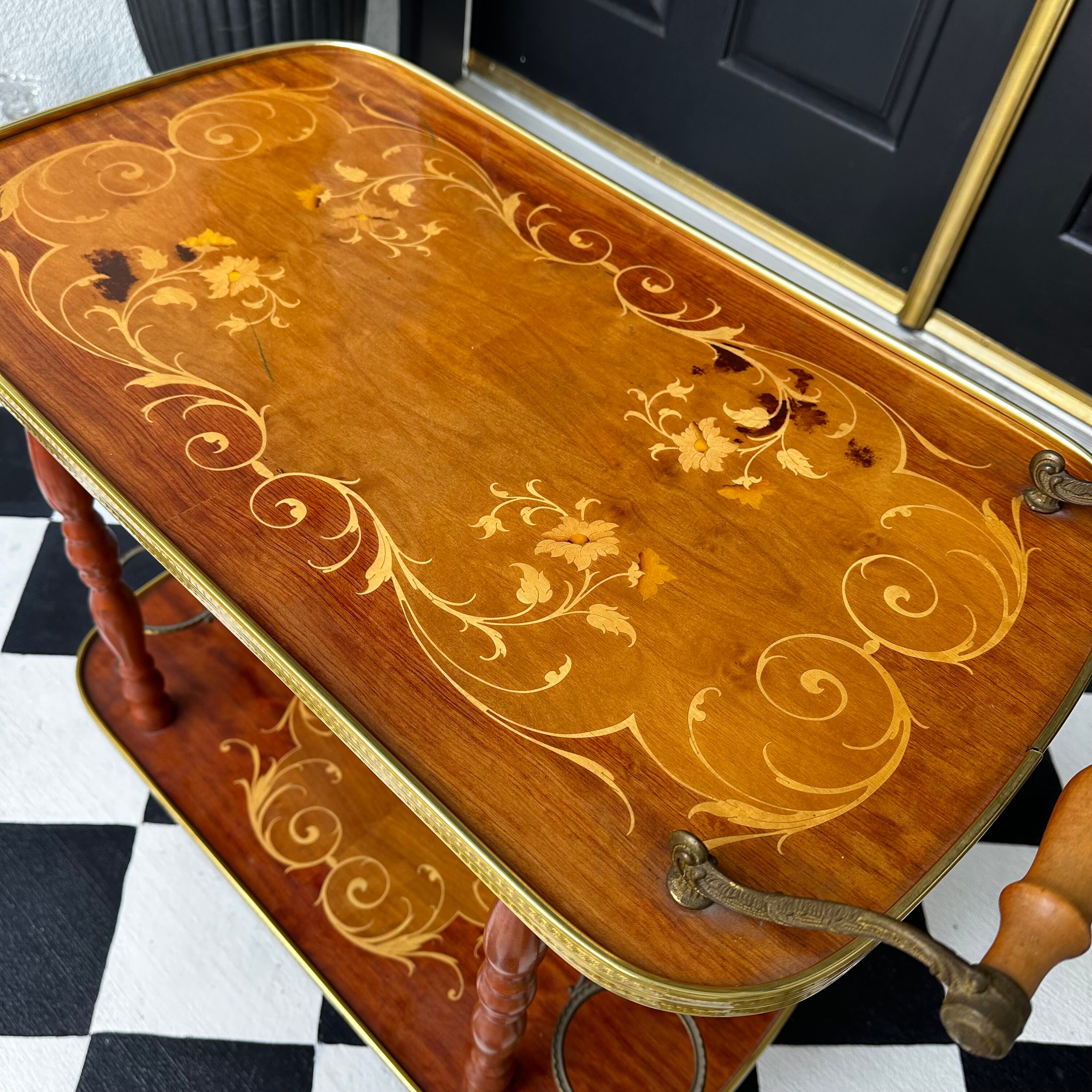 FREE SHIPPING *** Vintage Antique Italian 1950's Inlaid Gold Glam Wood ...