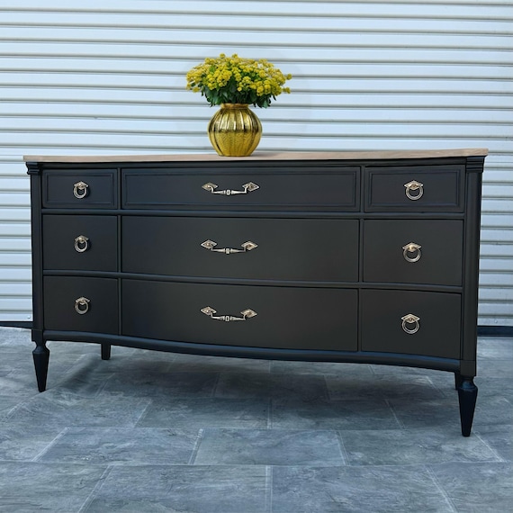 Sold Sold Sold*** Do NOT Purchase - Read Description Wood 9 Drawer Mid  Century MCM Long Black Modern Antique Vintage Dresser Buffet Credenza - Etsy