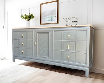 SOLD SOLD SOLD Thomasville Tamerlane Mid Century Modern Grey Wood 9 drawer Dresser Buffet Credenza Sideboard Do Not Purchase