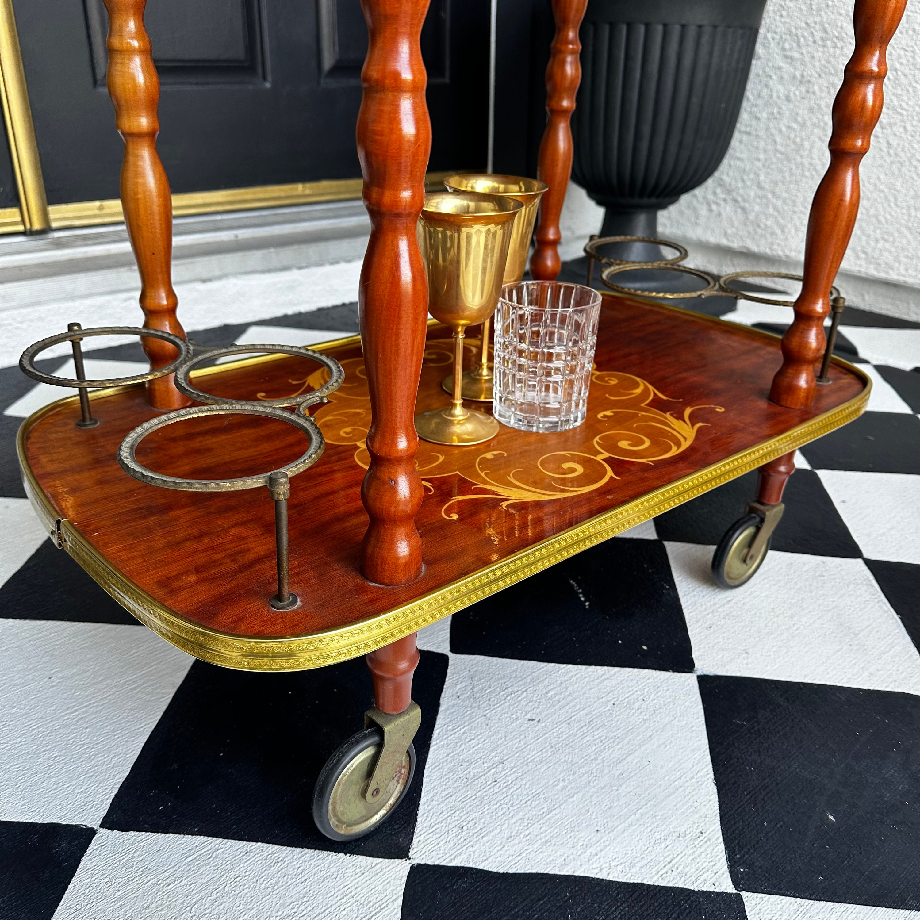 FREE SHIPPING *** Vintage Antique Italian 1950's Inlaid Gold