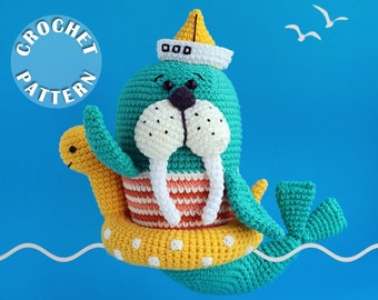 Crochet pattern Triton the Walrus | Amigurumi Crochet | PDF pattern | written and step by step photos |