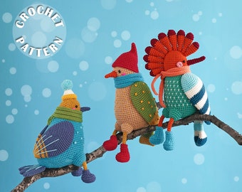 Crochet pattern Birds of Winter | Amigurumi Crochet | PDF pattern for all 3 toys | Winter crochet pattern and step by step photos