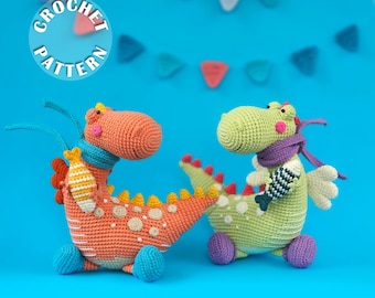 Crochet pattern Tim the flying Dragon | Amigurumi Crochet | PDF pattern| written and step by step photos | Dragon's fish |