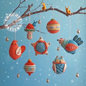 Christmas crochet pattern | Christmas ornament set|  Amigurumi Crochet | PDF pattern| written and step by step photos|