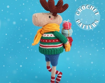 Crochet pattern Kevin the Moose | Amigurumi Crochet | PDF pattern in English | Christmas pattern |