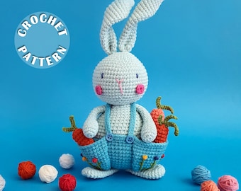 Crochet pattern Oliver the Bunny | Amigurumi Crochet | PDF pattern| written and step by step photos | small carrot |