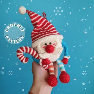 Crochet pattern Santa Claus | Christmas crochet pattern | PDF pattern| written and step by step photos | crochet lollipop candy