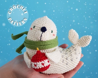 Crochet pattern Snowball the Seal | Amigurumi Crochet | PDF pattern | Christmas pattern |