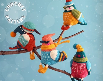 Birds of Winter 2 | Amigurumi Crochet | PDF pattern for all 4 toys | Winter crochet pattern and step by step photos | Pattern in English |