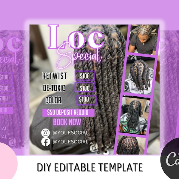 Locs & Styles Flyer ,Social Media Dread Locks Flyer ,hair Flyer, Braids Flyer, Hair Flyer