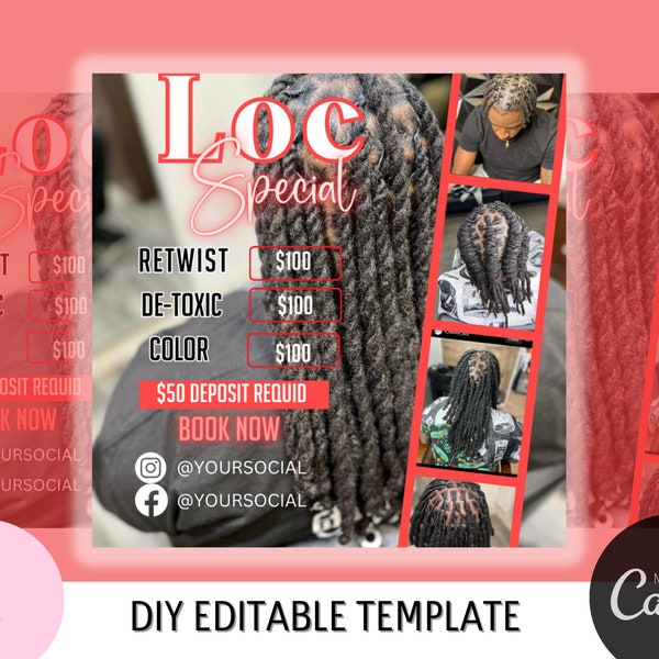 Locs & Styles Flyer ,Social Media Dread Locks Flyer ,hair Flyer, Braids Flyer, Hair Flyer